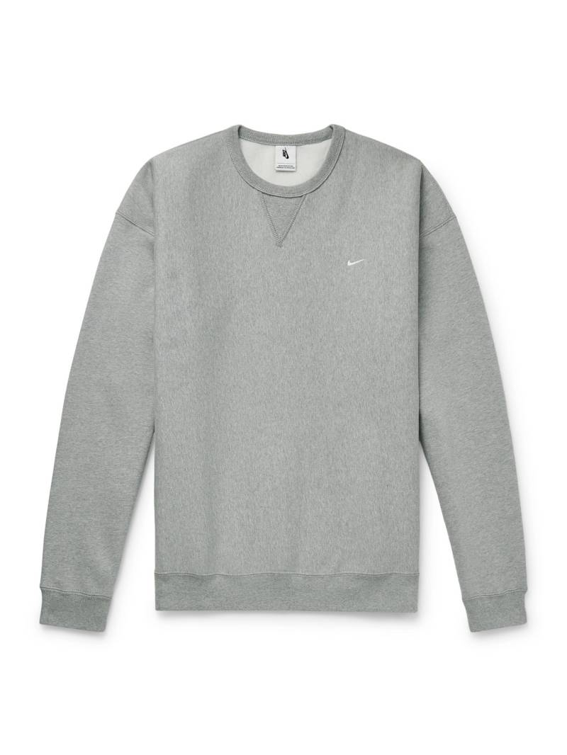 Nike - Solo Swoosh Oversized Logo-Embroidered Cotton-Blend Jersey Sweatshirt - Men - Gray - S von Nike