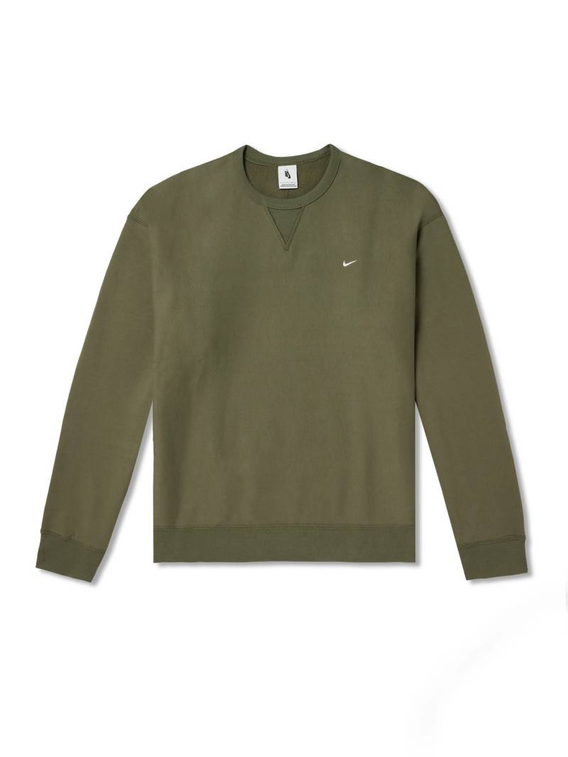 Nike - Solo Swoosh Oversized Logo-Embroidered Cotton-Blend Jersey Sweatshirt - Men - Green - L von Nike