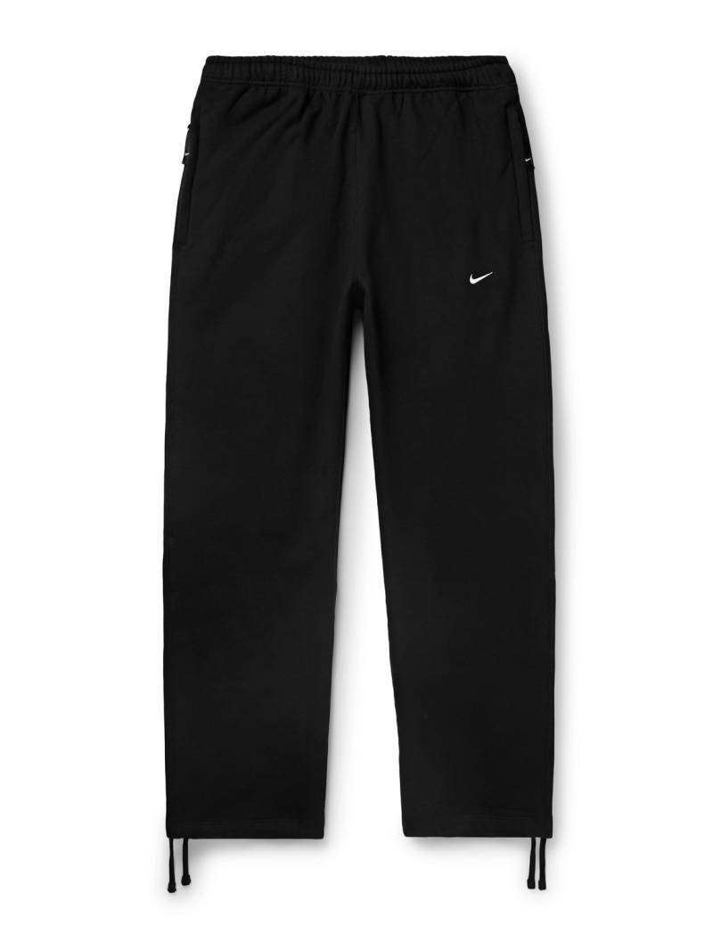 Nike - Solo Swoosh Straight-Leg Logo-Embroidered Cotton-Blend Jersey Sweatpants - Men - Black - M von Nike