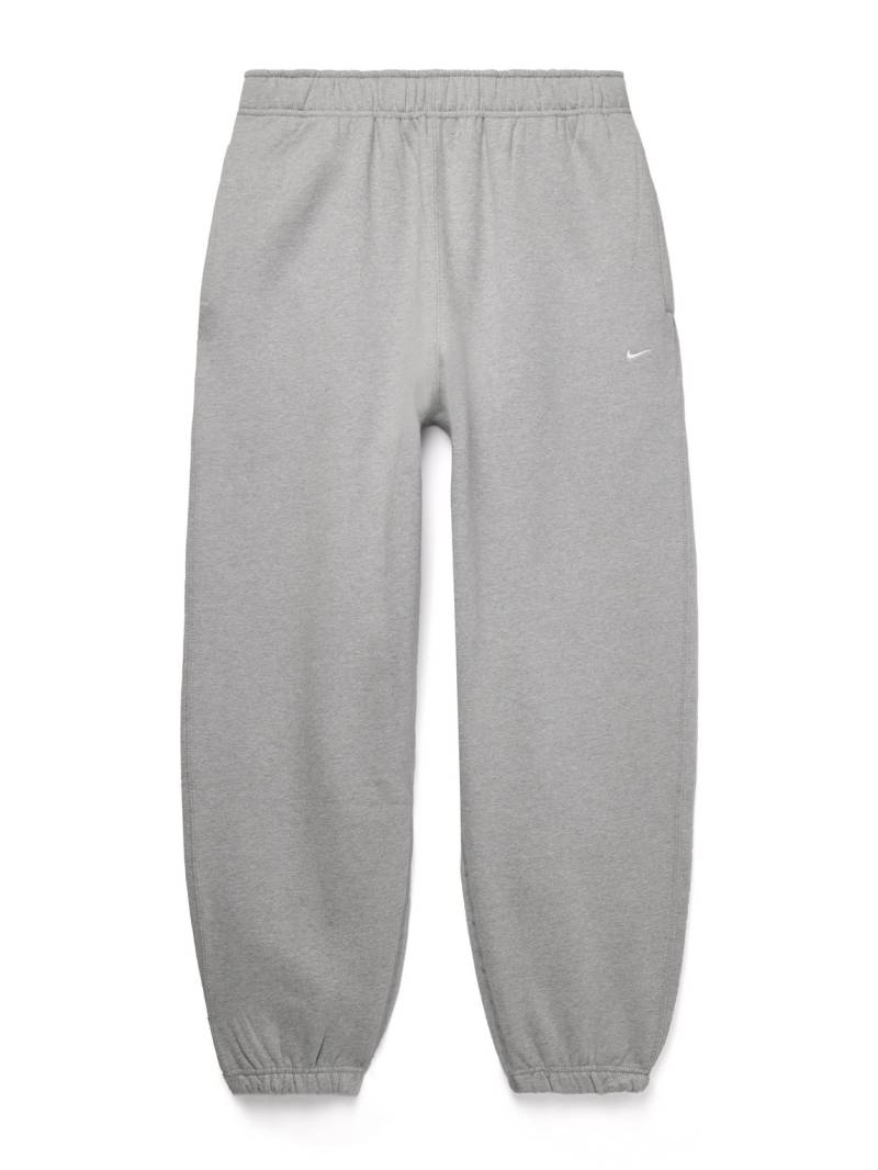 Nike - Solo Swoosh Tapered Logo-Embroidered Cotton-Blend Jersey Sweatpants - Men - Gray - L von Nike