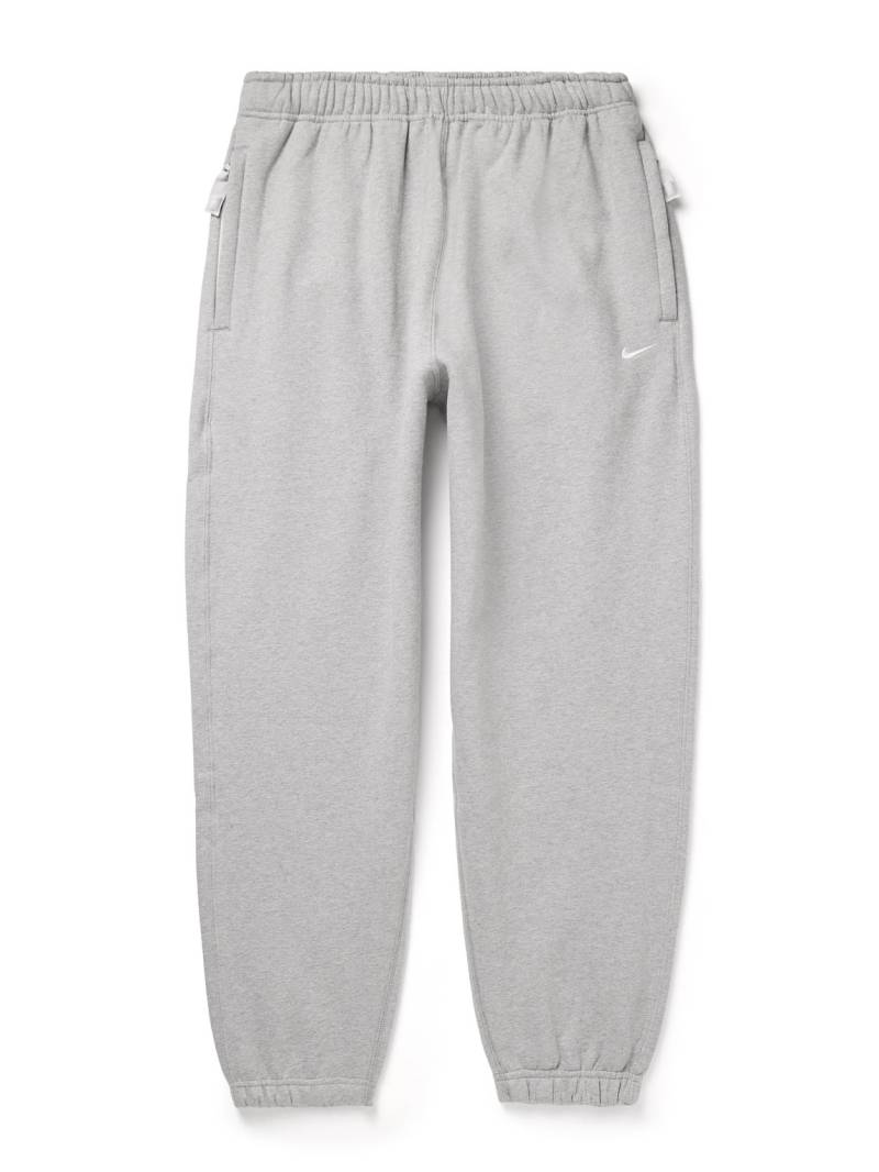 Nike - Solo Swoosh Tapered Logo-Embroidered Cotton-Blend Jersey Sweatpants - Men - Gray - XL von Nike