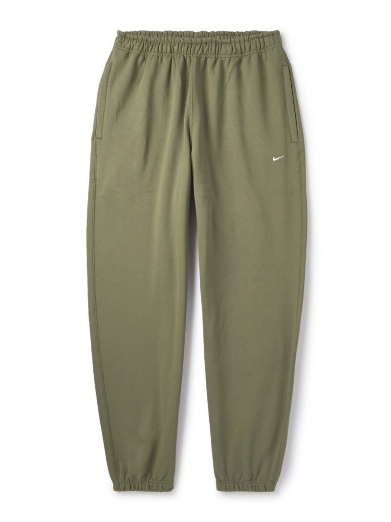 Nike - Solo Swoosh Tapered Logo-Embroidered Cotton-Blend Jersey Sweatpants - Men - Green - L von Nike