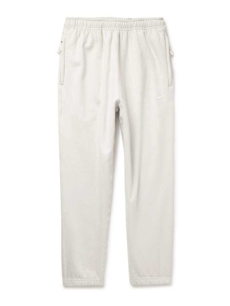 Nike - Solo Swoosh Tapered Logo-Embroidered Cotton-Blend Jersey Sweatpants - Men - Neutrals - S von Nike
