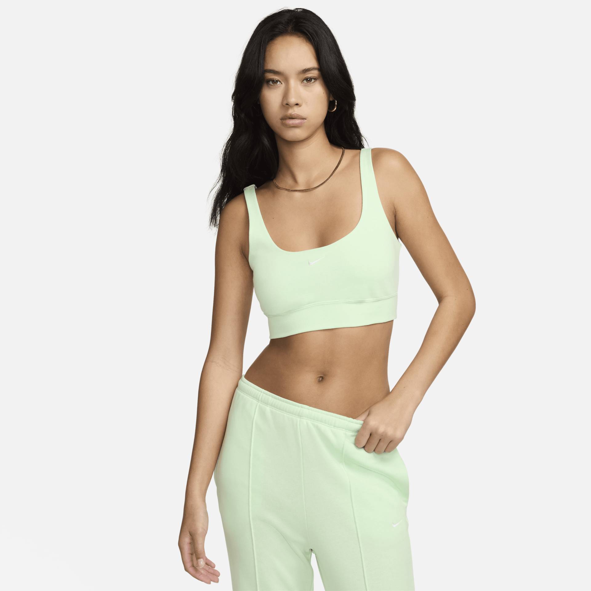 Nike Sportswear Chill Terry Cropped-Tanktop aus French Terry mit schmalem Schnitt für Damen - Grün von Nike