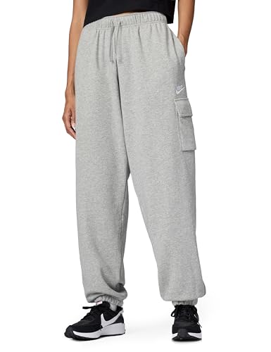 Nike Damen Sportswear Club Fleece Mid-Rise Oversized Cargo Sweatpants Dark Grey Heather/White, Dark Grey Heather/White, X-Groß von Nike
