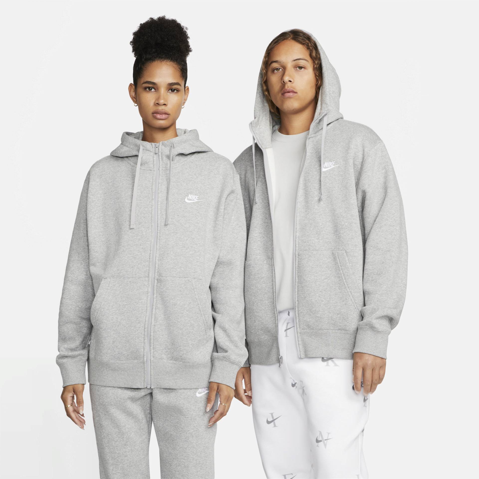 Nike Sportswear Club Fleece Herren-Hoodie mit durchgehendem Reißverschluss - Grau von Nike