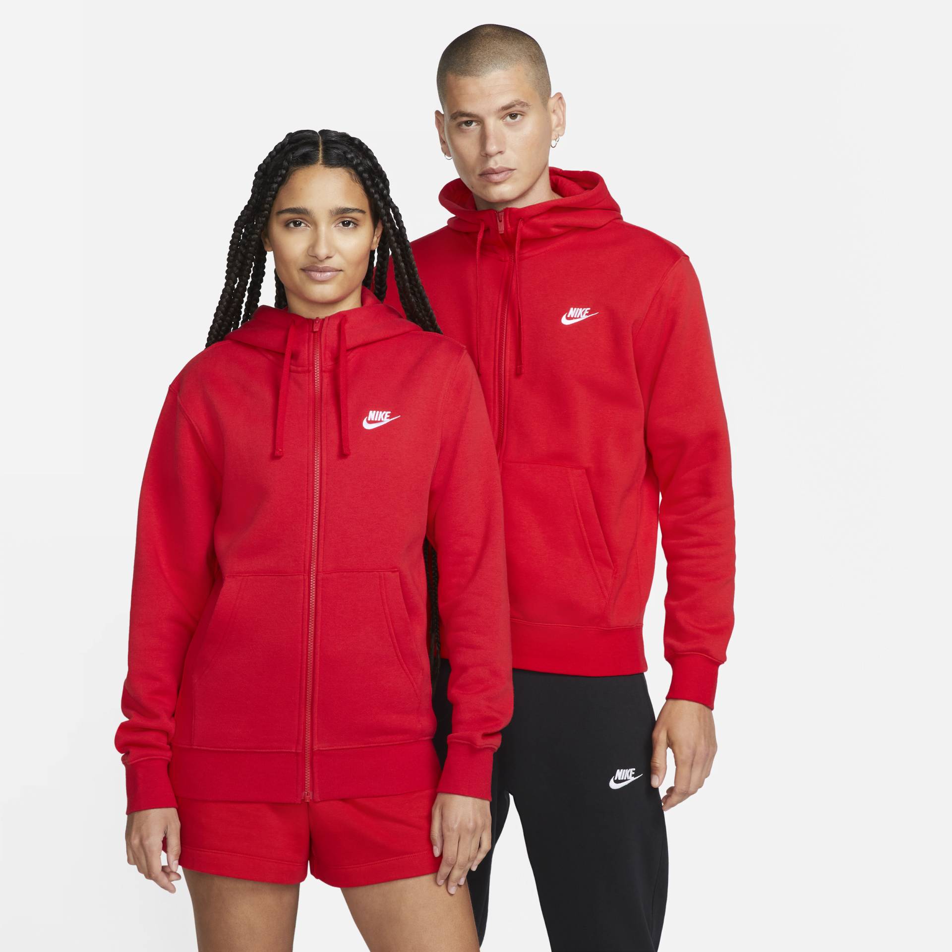 Nike Sportswear Club Fleece Herren-Hoodie mit durchgehendem Reißverschluss - Rot von Nike