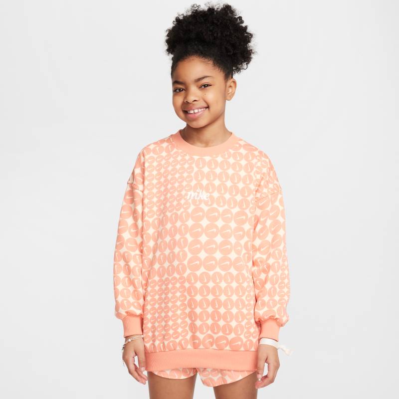 Nike Sportswear Club Fleece Oversize-Sweatshirt mit Rundhalsausschnitt für ältere Kinder (Mädchen) - Orange von Nike