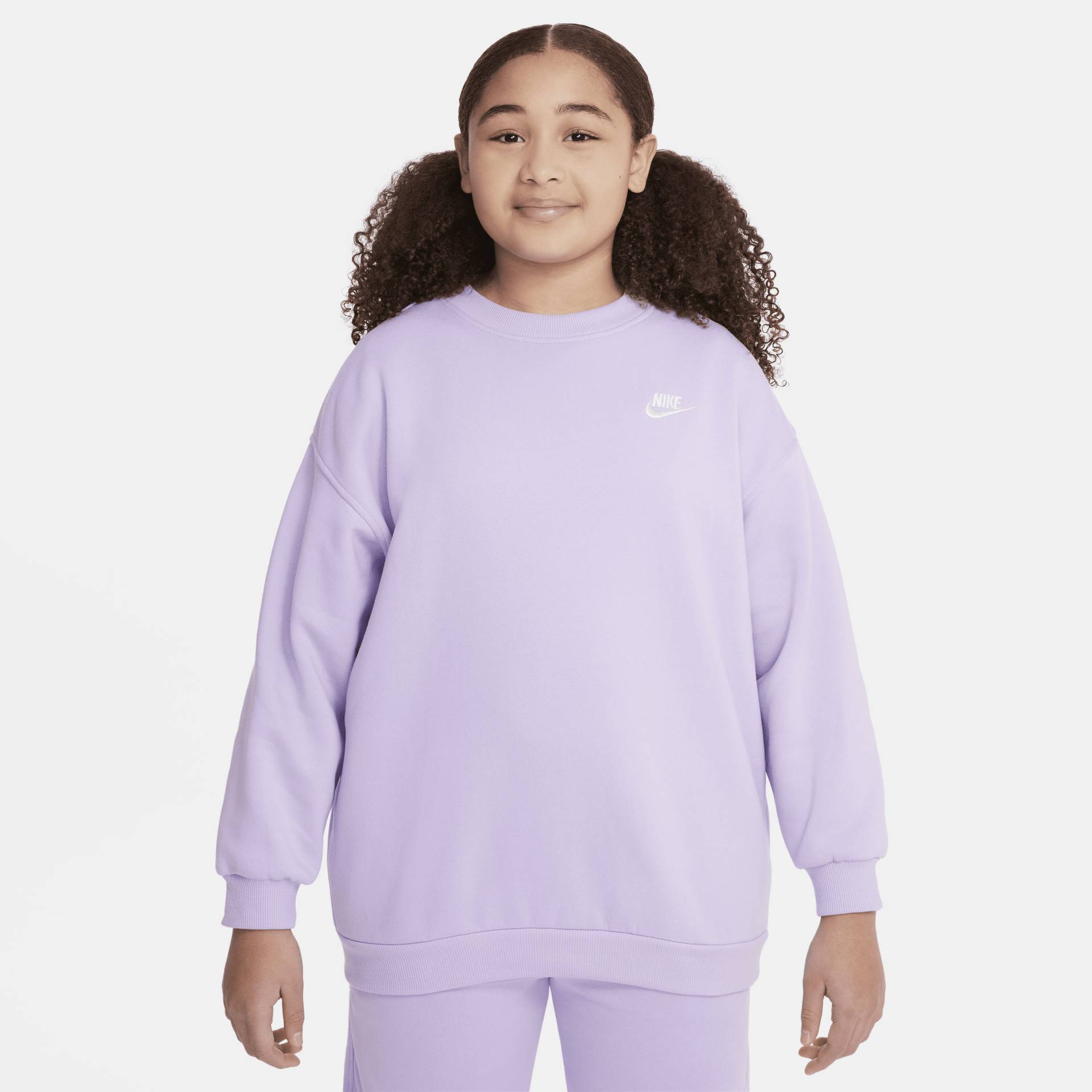 Nike Sportswear Club Fleece extragroßes Sweatshirt für ältere Kinder (Mädchen) (erweiterte Größe) - Lila von Nike