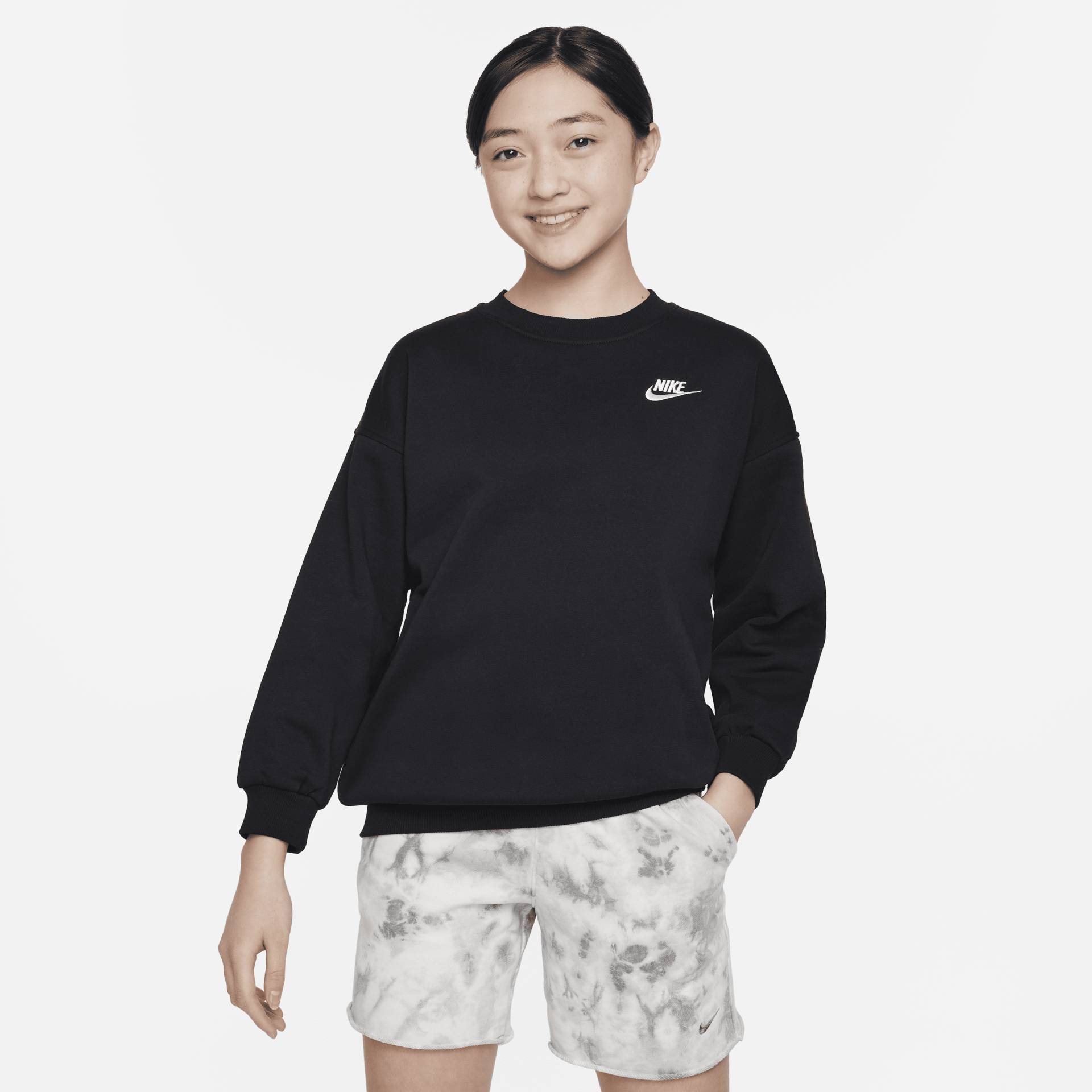 Nike Sportswear Club Fleece extragroßes Sweatshirt für ältere Kinder (Mädchen) - Schwarz von Nike