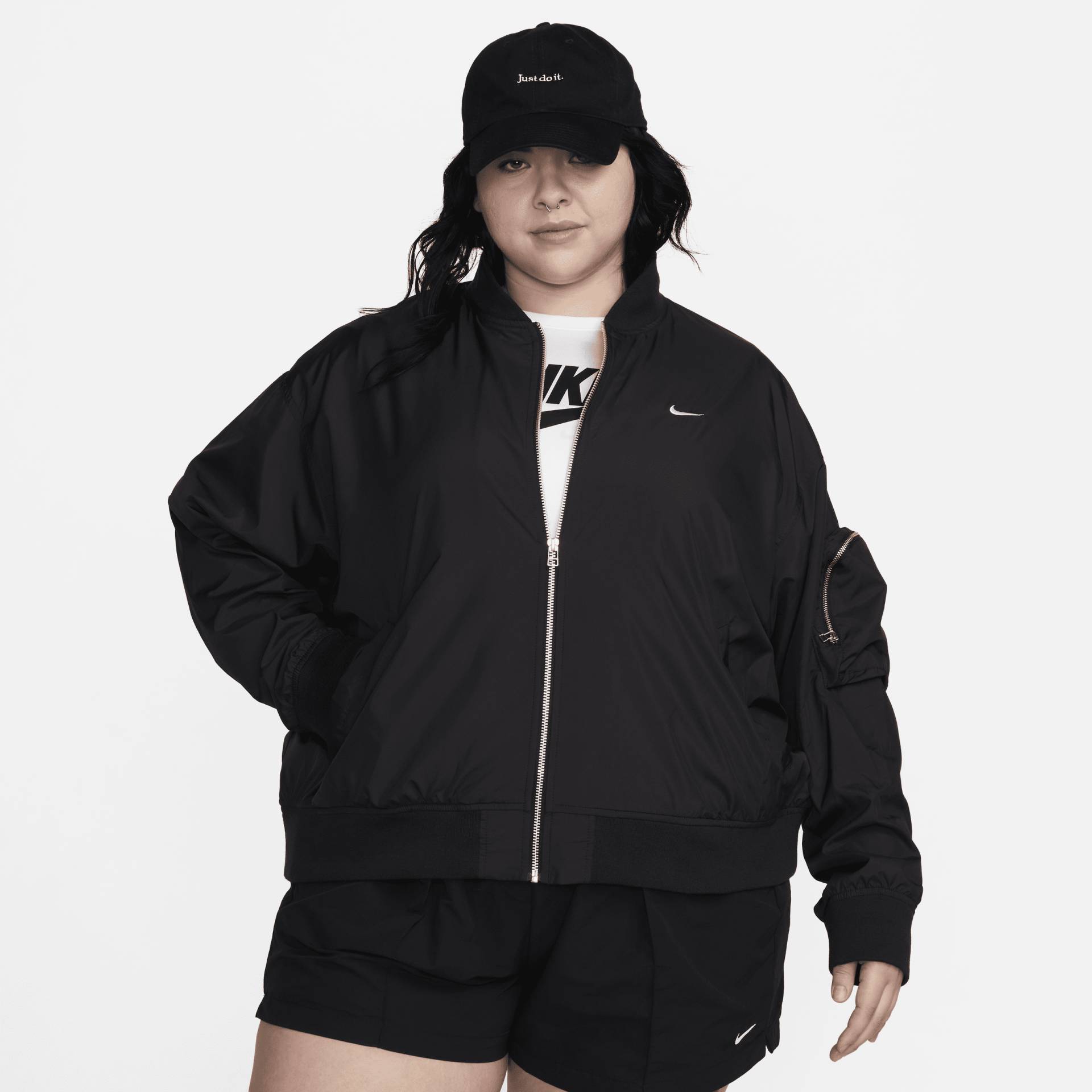 Nike Sportswear Essential Oversized-Bomberjacke für Damen (Große Größen) - Schwarz von Nike