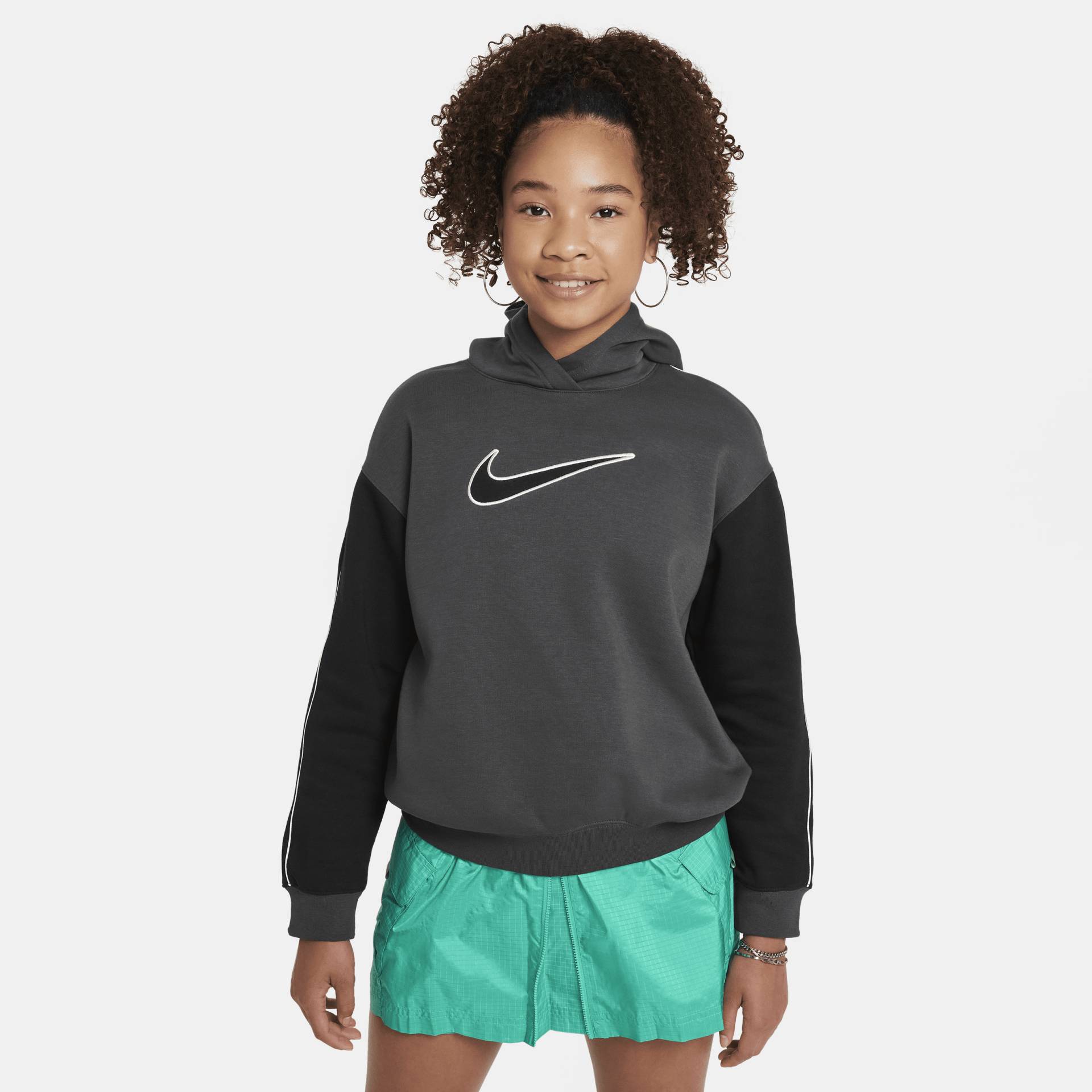 Nike Sportswear Fleece-Hoodie in Oversize für ältere Kinder (Mädchen) - Grau von Nike