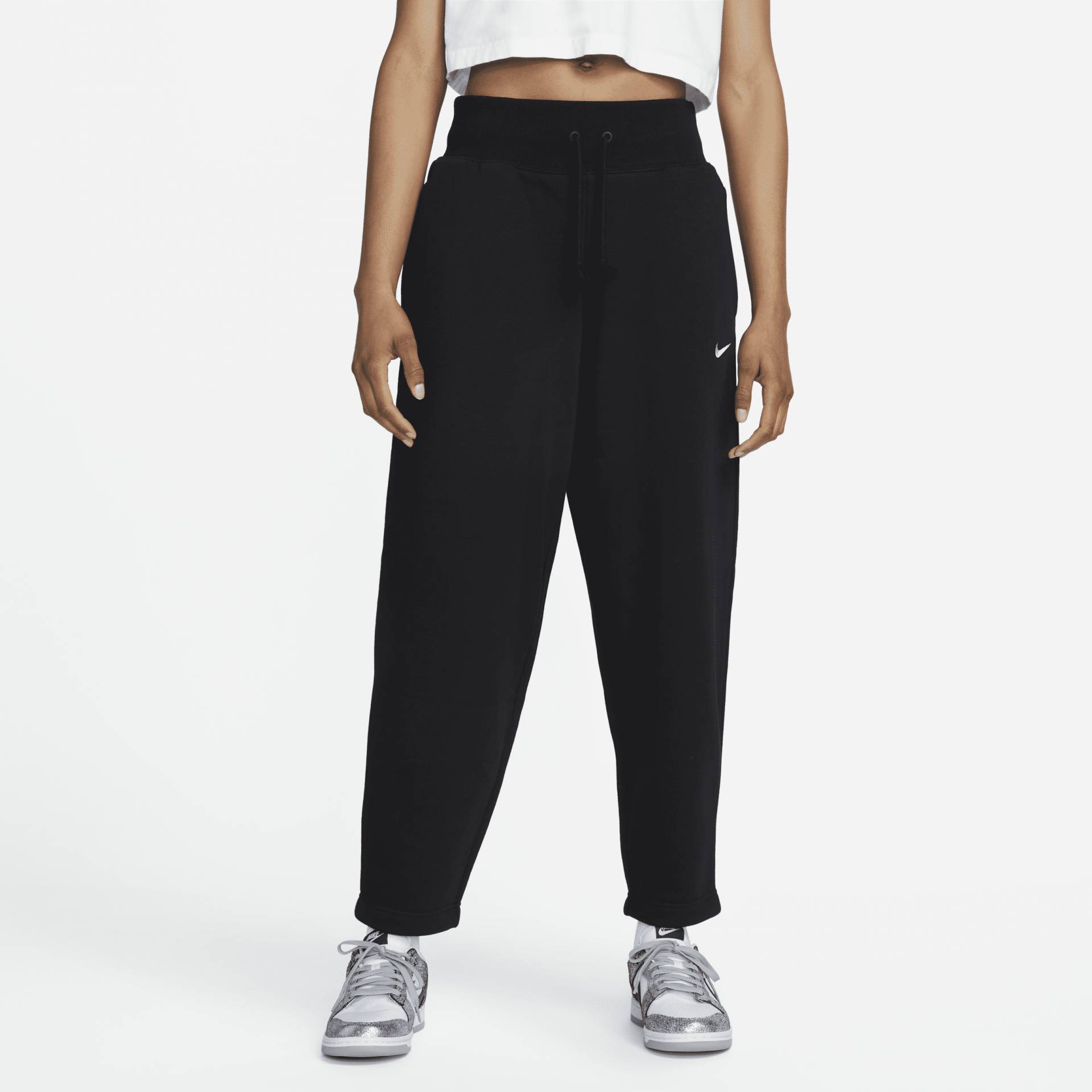 Nike Sportswear Phoenix Fleece 7/8-Curve-Trainingshose mit hohem Taillenbund für Damen - Schwarz von Nike