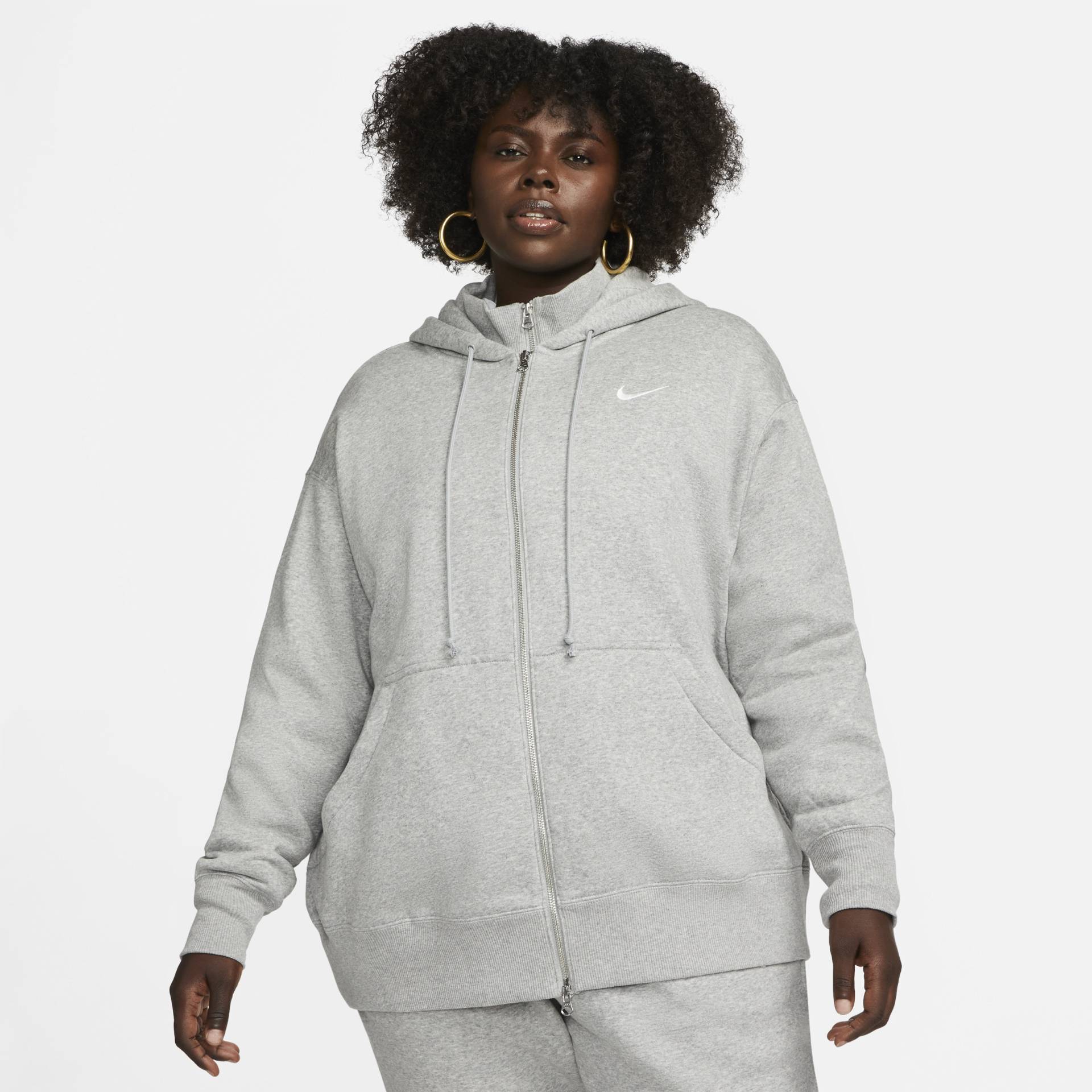 Nike Sportswear Phoenix Fleece Oversize-Damen-Hoodie mit durchgehendem Reißverschluss - Grau von Nike