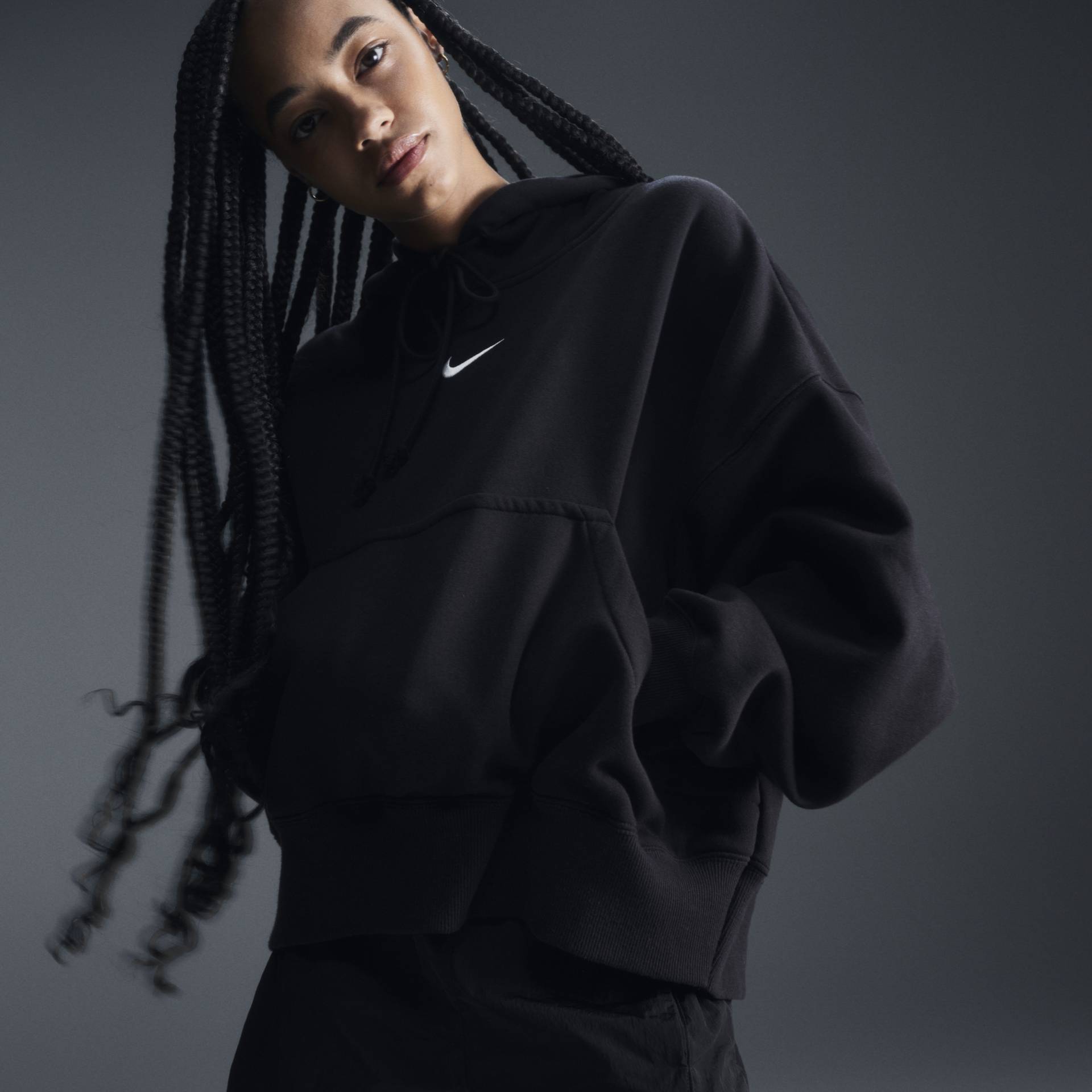 Nike Sportswear Phoenix Fleece überextragroßer Hoodie für Damen - Schwarz von Nike