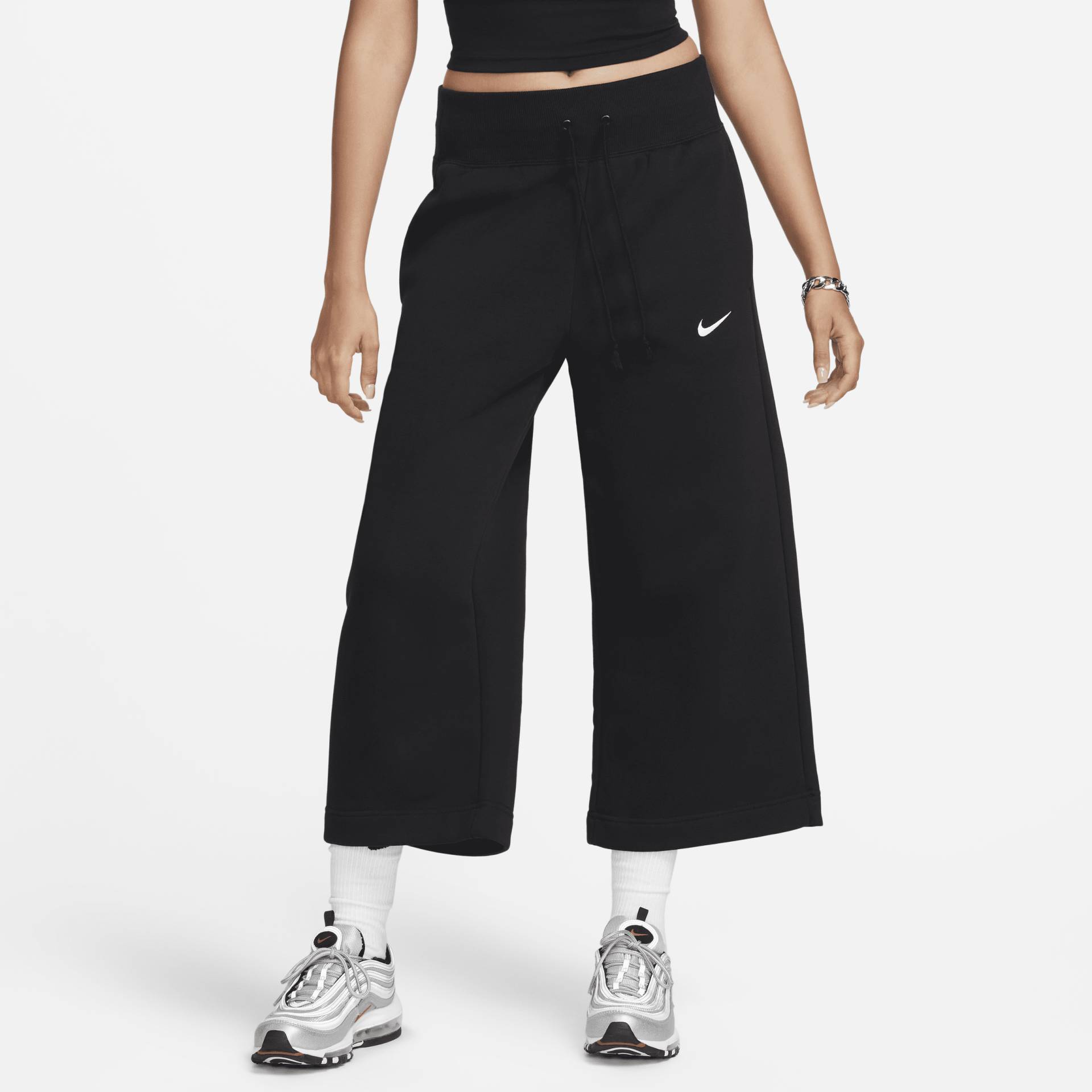 Nike Sportswear Phoenix Fleece verkürzte Trainingshose mit hohem Taillenbund für Damen - Schwarz von Nike