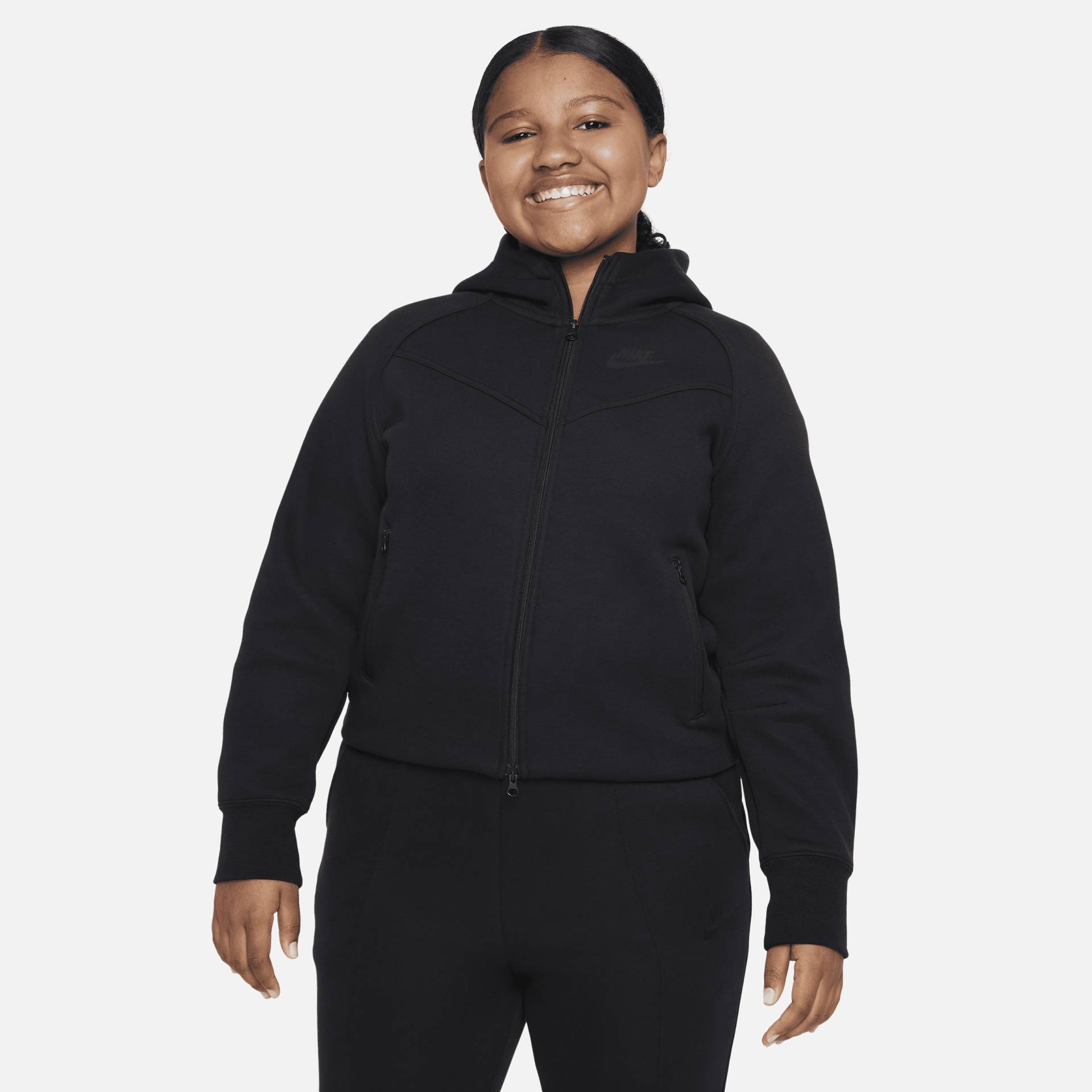 Nike Sportswear Tech Fleece Hoodie mit durchgehendem Reißverschluss für ältere Kinder (Mädchen) (erweiterte Größe) - Schwarz von Nike