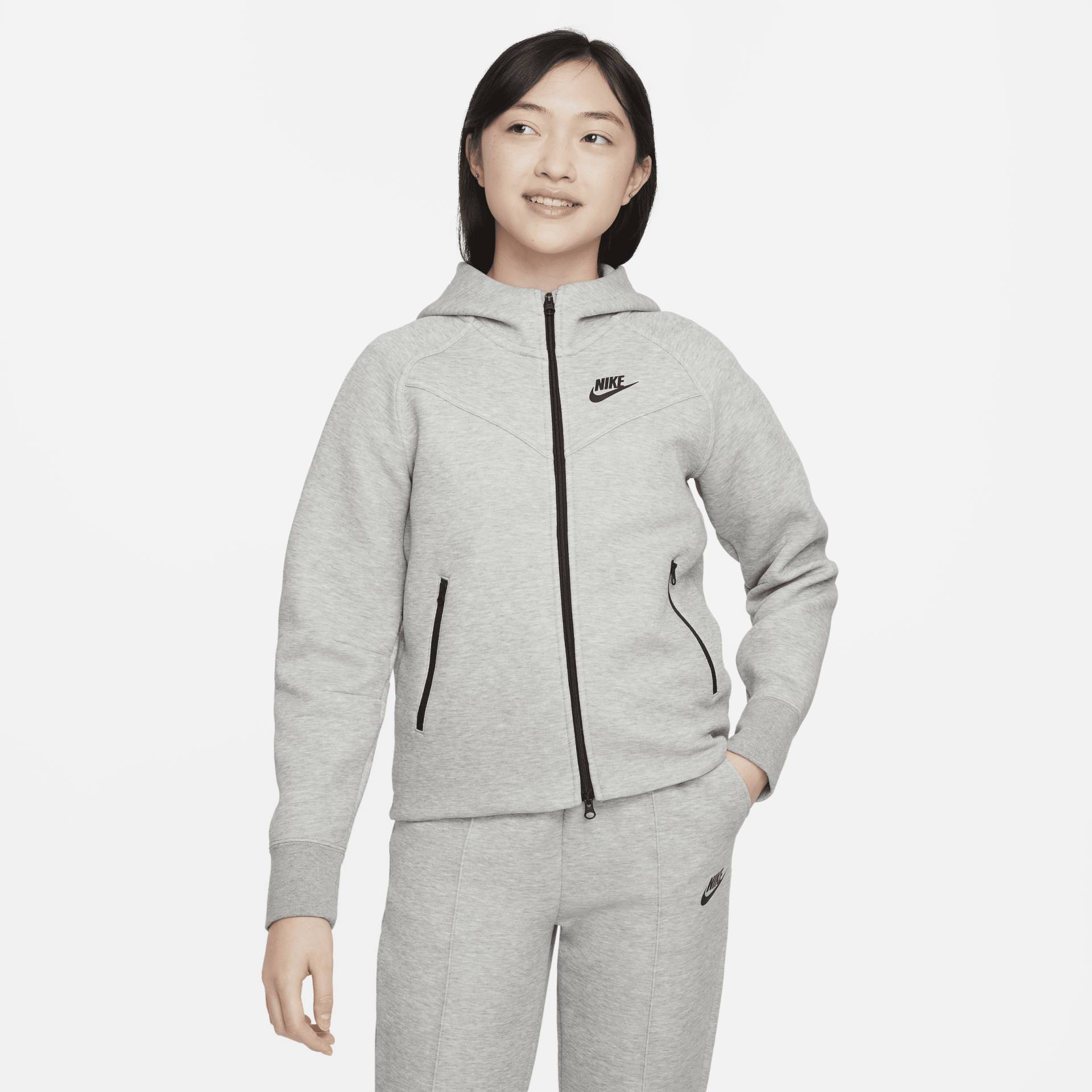 Nike Sportswear Tech Fleece Hoodie mit durchgehendem Reißverschluss für ältere Kinder (Mädchen) - Grau von Nike