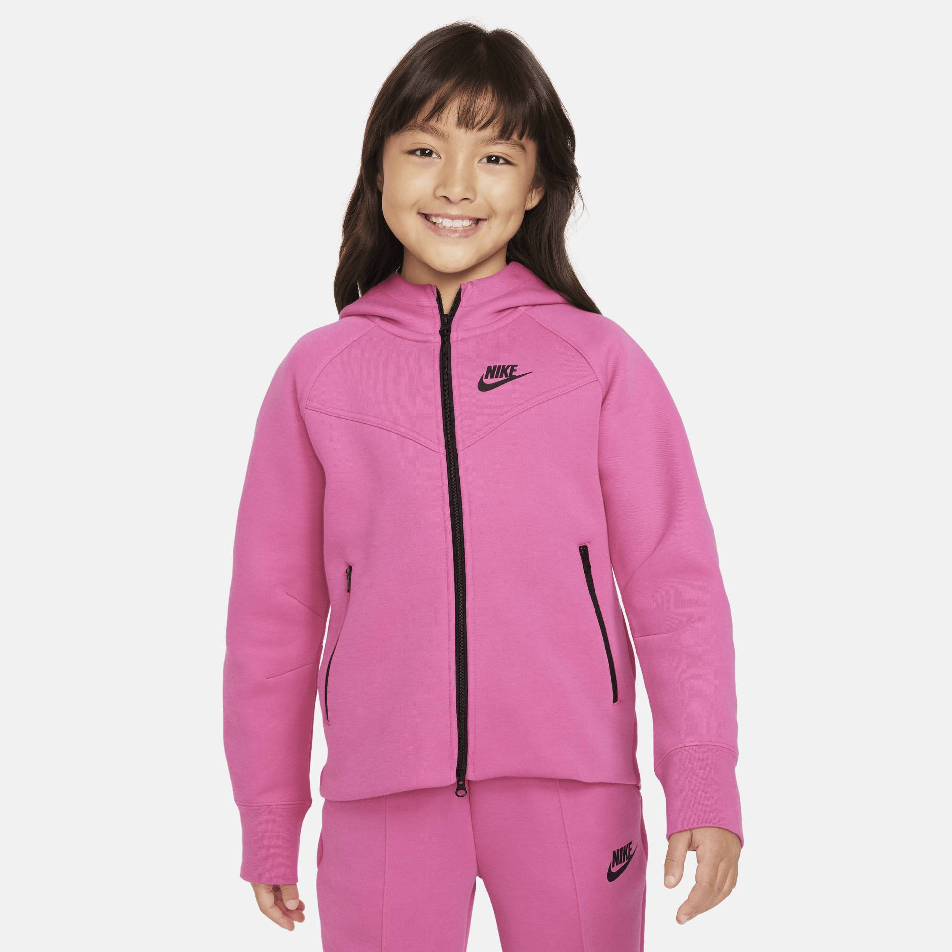 Nike Sportswear Tech Fleece Hoodie mit durchgehendem Reißverschluss für ältere Kinder (Mädchen) - Pink von Nike