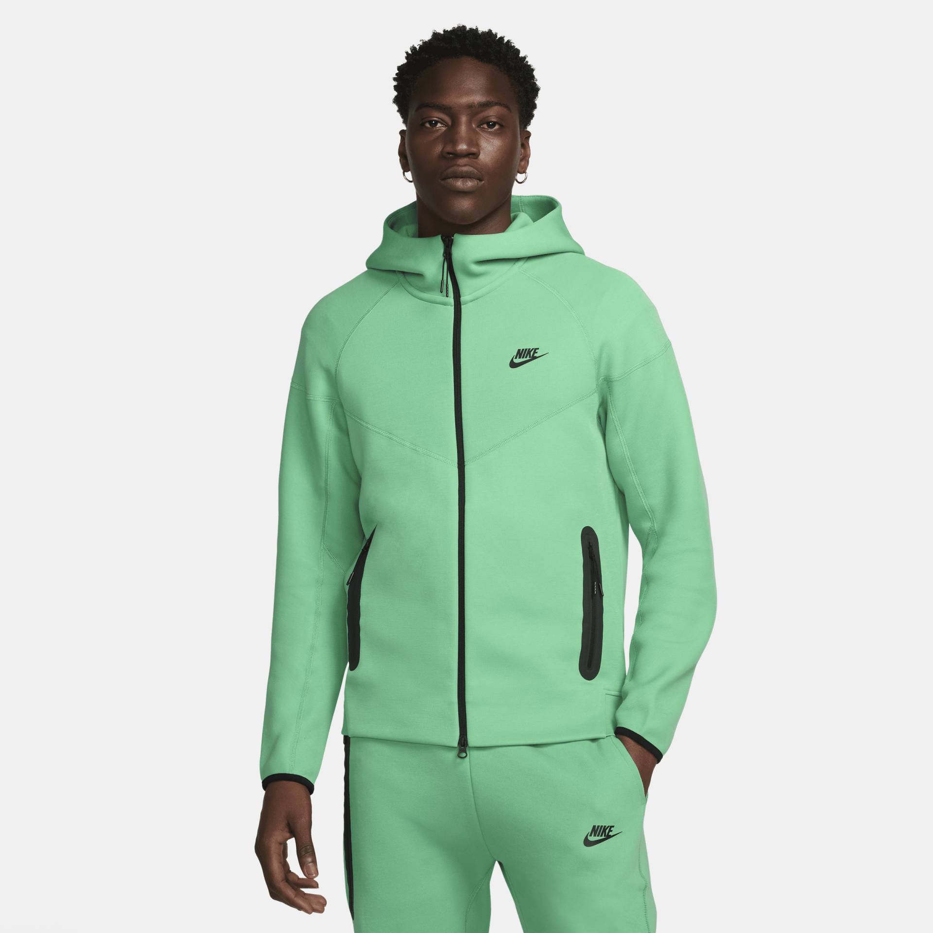 Nike Sportswear Tech Fleece Windrunner Herren-Hoodie mit durchgehendem Reißverschluss - Grün von Nike