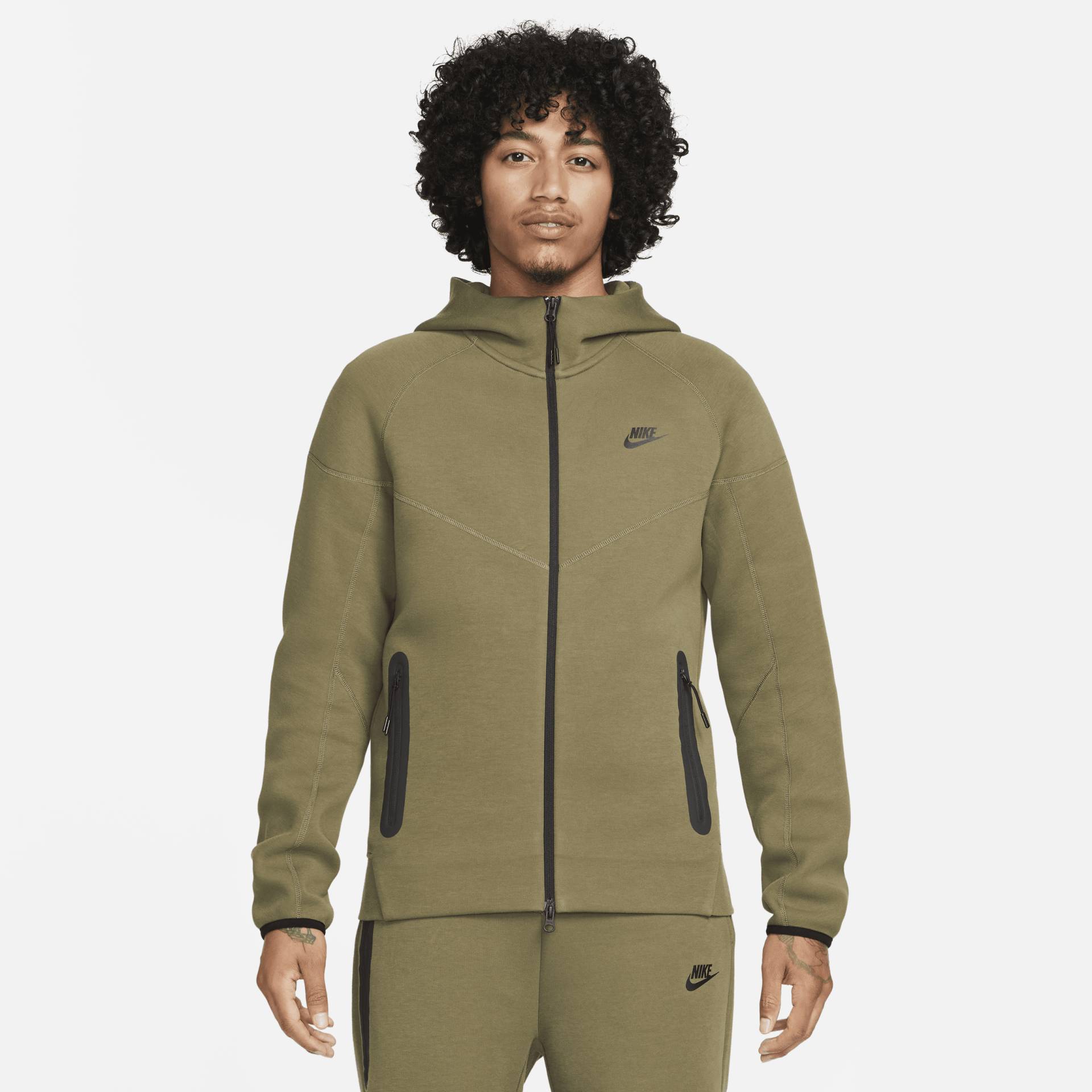 Nike Sportswear Tech Fleece Windrunner Herren-Hoodie mit durchgehendem Reißverschluss - Grün von Nike