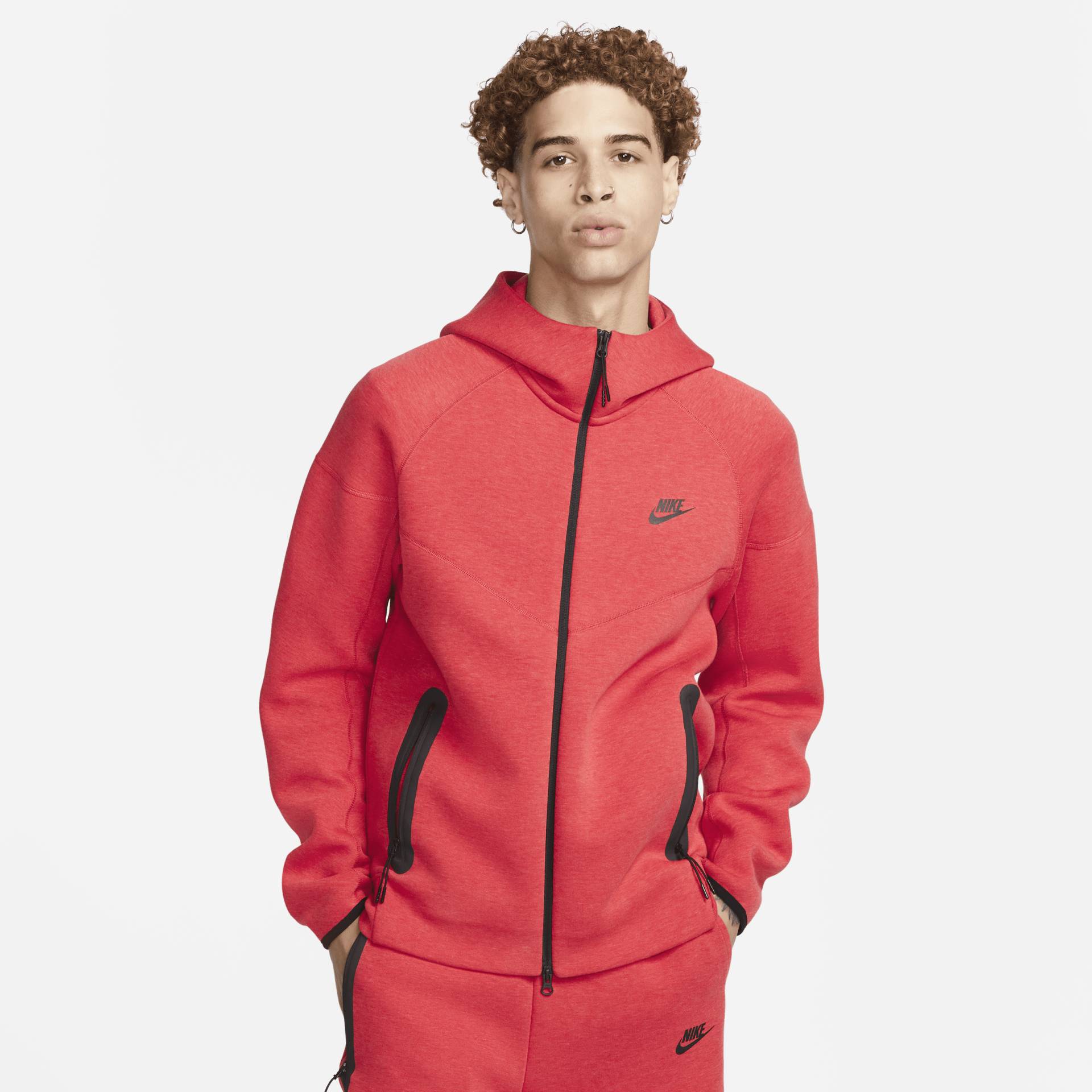 Nike Sportswear Tech Fleece Windrunner Herren-Hoodie mit durchgehendem Reißverschluss - Rot von Nike