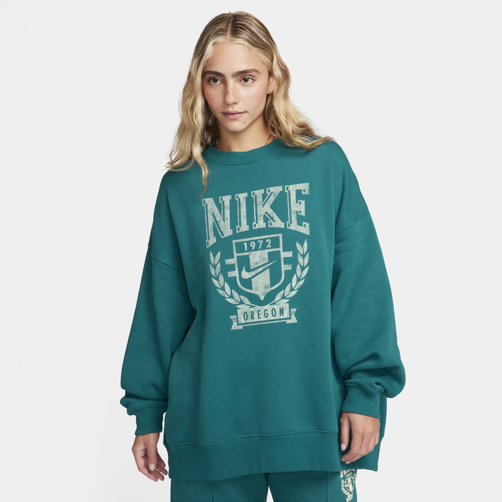 Nike Sportswear extragroßes Fleece-Sweatshirt mit Rundhalsausschnitt für Damen - Grün von Nike