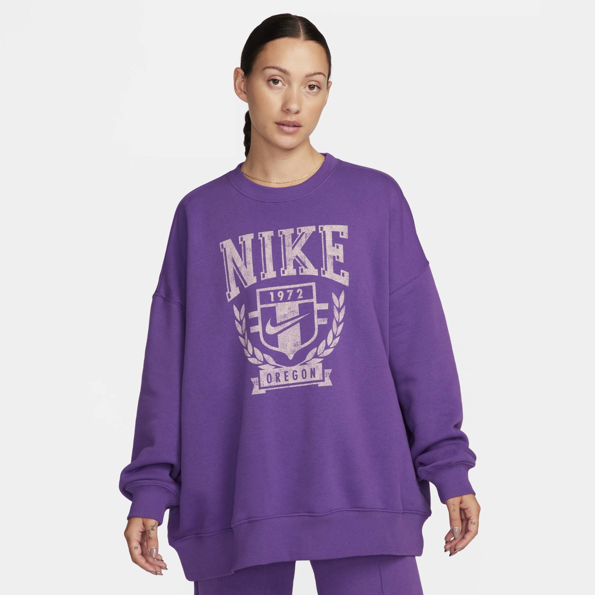 Nike Sportswear extragroßes Fleece-Sweatshirt mit Rundhalsausschnitt für Damen - Lila von Nike