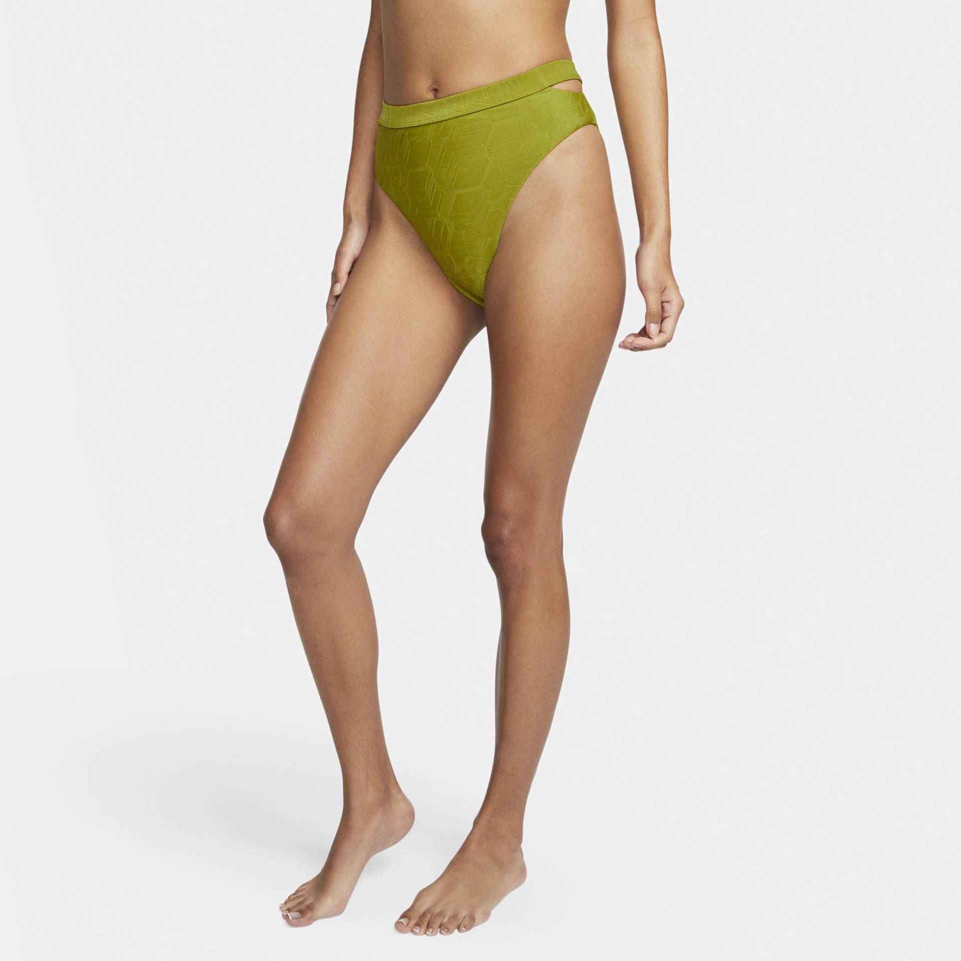 Nike Swim Damen-Bikinihose mit hohem Bund und Ausschnitt - Grün von Nike