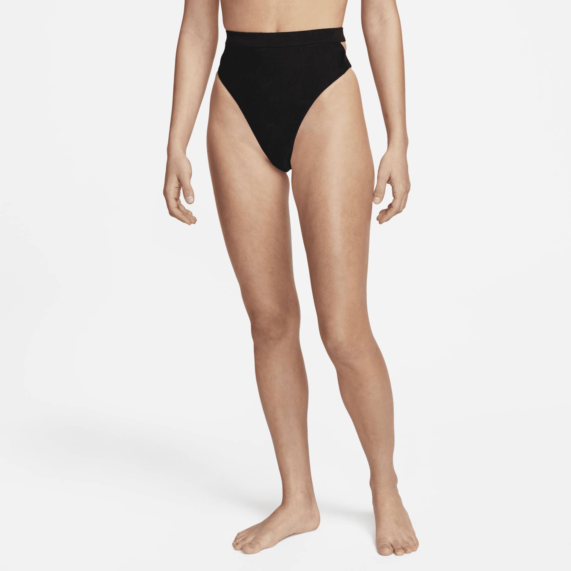 Nike Swim Damen-Bikinihose mit hohem Bund und Ausschnitt - Schwarz von Nike