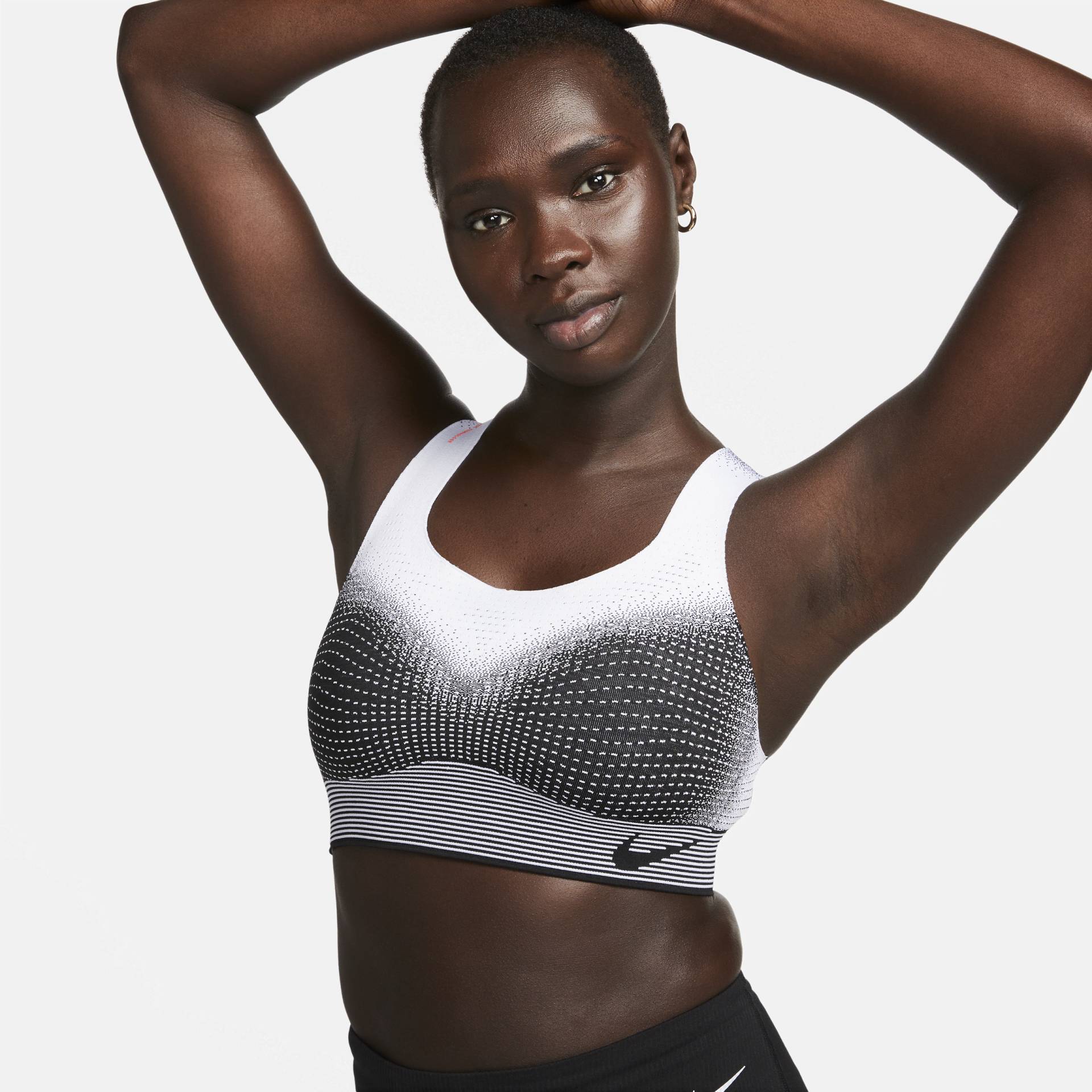 Nike Swoosh Flyknit ungepolsterter Sport-BH mit starkem Halt für Damen - Schwarz von Nike