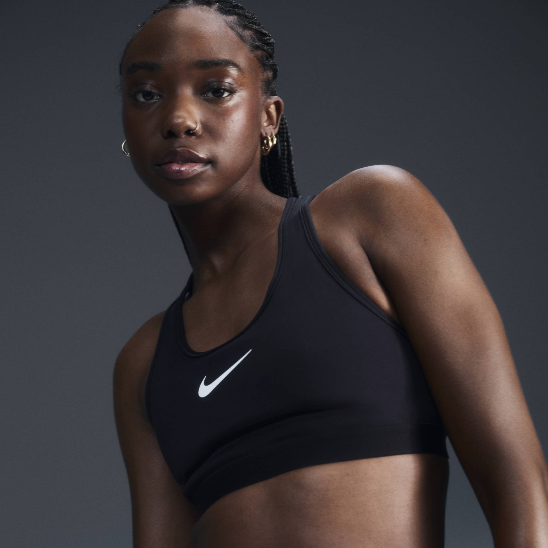 Nike Swoosh High Support verstellbarer Sport-BH ohne Polster für Damen - Schwarz von Nike