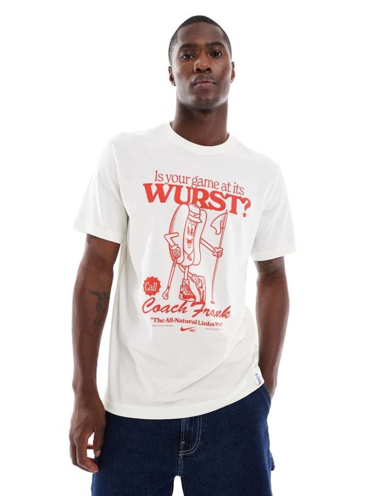 Nike - T-Shirt in Creme mit Grafik-Weiß von Nike