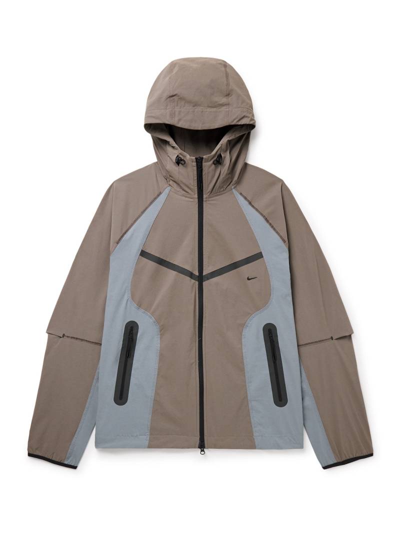Nike - Tech Logo-Print Panelled Stretch-Nylon Hooded Jacket - Men - Brown - XXL von Nike