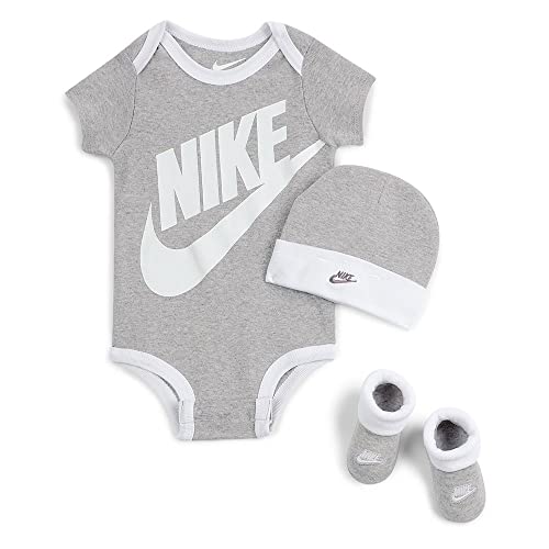 Nike Unisex-Kinder Futura Logo 3pc Set T-Shirt, Grau (Dk Grey Heather), (Herstellergröße: 86/92) von Nike