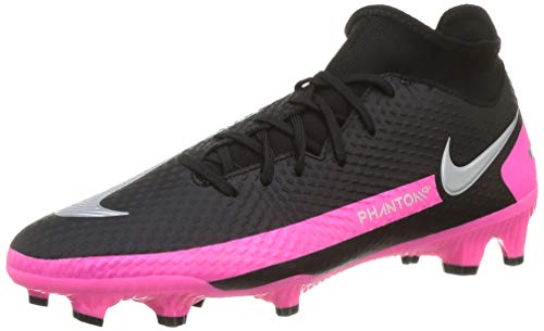 Nike Unisex Phantom Gt Academy Dynamic Fit FG/MG Soccer Shoe, Black/Metallic Silver-Pink Blast, 44.5 EU von Nike