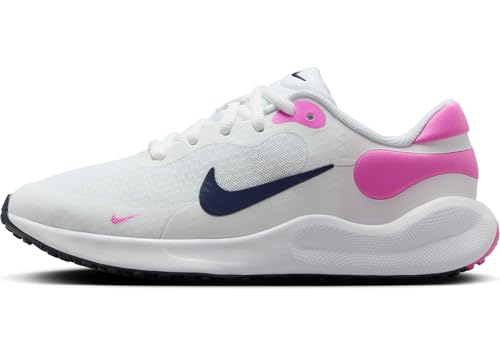 Nike Revolution 7 Schuh für ältere Kinder, White/Midnight Navy-Playful Pink, FB7689-103, 35.5 EU (3.5Y US) von Nike