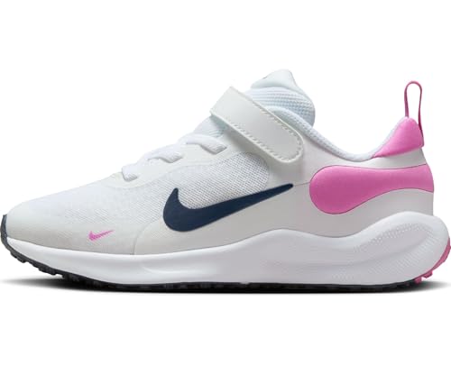 Nike Revolution 7 Schuh für jüngere Kinder, White/Midnight Navy-Playful Pink, FB7690-103, 27 EU (10C US) von Nike