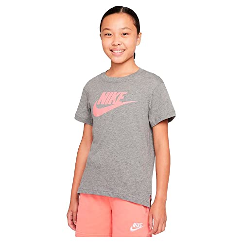 Nike Unisex Sw Dptl Basic Futura T-Shirt, Carbon Heather/Pink Salt, S von Nike