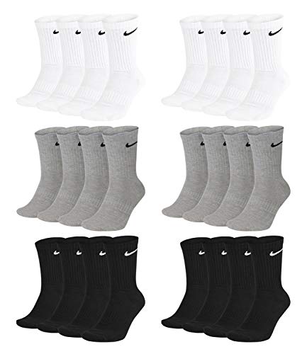 Nike Unisex Trainingssocken Everyday Cushioned Crew Socks SX7664 12 Paar, Artikel:-901 grey/white/black, Größe:46-50 von Nike