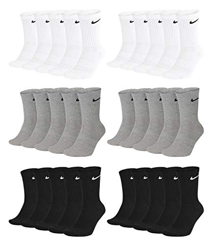 Nike Unisex Trainingssocken Everyday Cushioned Crew Socks SX7664 15 Paar, Artikel:-901 grey/white/black, Größe:42-46 von Nike