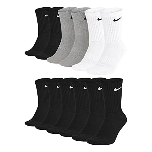 Nike Unisex Trainingssocken Everyday Cushioned Crew Socks SX7664 6 Paar, Größe:34-38, Artikel:-010 black + 901 grey / white / black von Nike