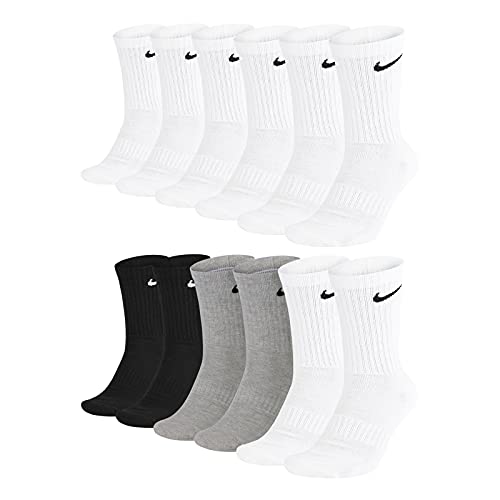 Nike Unisex Trainingssocken Everyday Cushioned Crew Socks SX7664 6 Paar, Größe:34-38, Artikel:-100 white + 901 grey/white/black von Nike