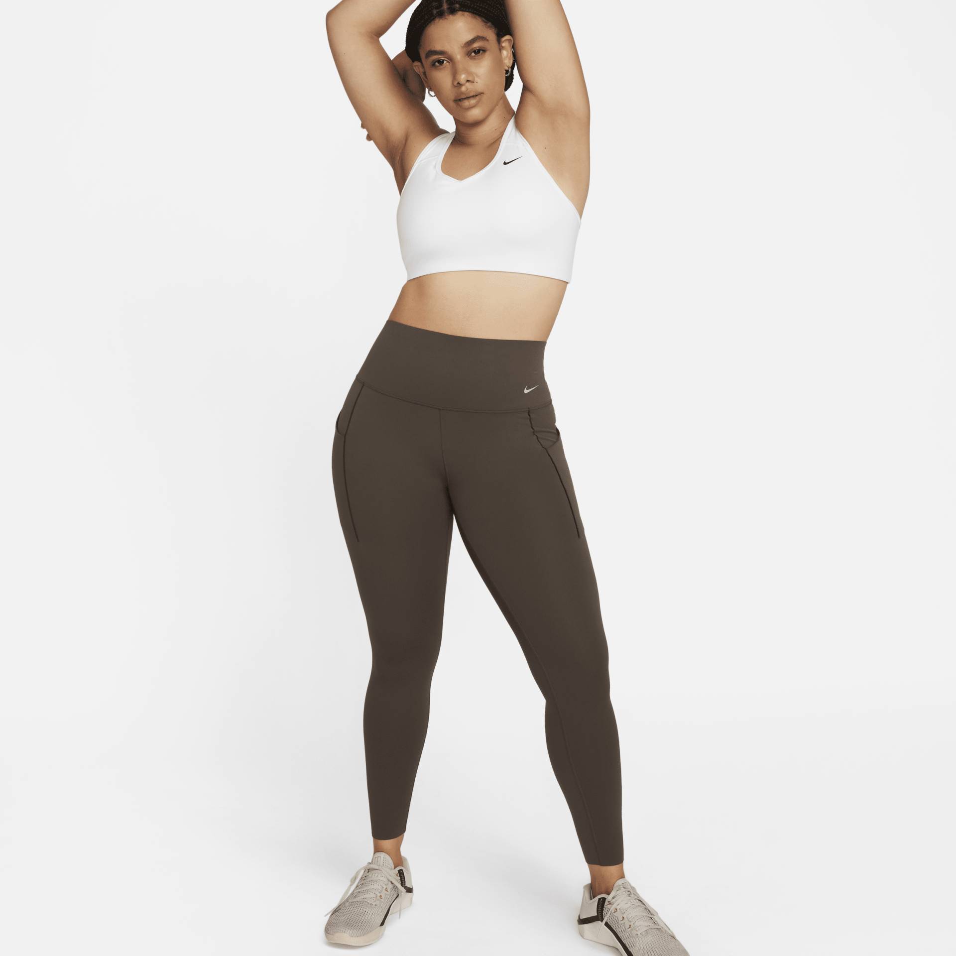 Nike Universa Leggings in voller Länge mit Taschen, mittlerem Halt und hohem Bund für Damen - Braun von Nike