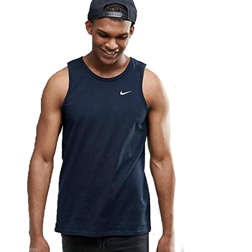 Nike Vest Herren Sport Regular Fit Fitness Tank Top Baumwolle Shirt Muskelshirt Navy, Grösse:S von Nike