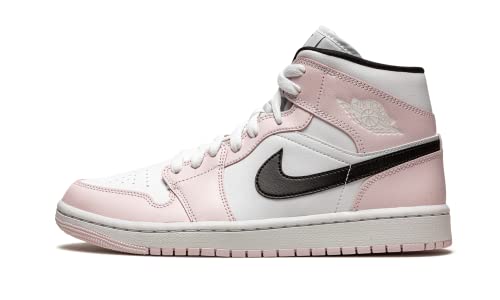 Nike WMNS Air Jordan 1 Mid Sneakers, Barely Rose, Hellviolett/Schwarz/Weiß, breite Passform, Größe 36, Weiß, Violett, 36.5 EU von Nike