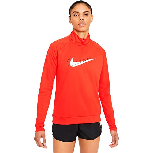 Nike Women's W NK DF SWSH Run HZ MDLYR Sweatshirt, Chile red/White, L von Nike