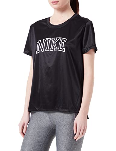 Nike Women's W NK DF Swoosh Run SS TOP Sweatshirt, Black/White/White, M von Nike