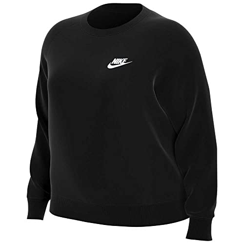 Nike Women's W NSW ESSNTL FLC Crew Plus Sweatshirt, Black/(White), 1X von Nike