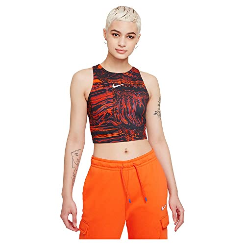 Nike Women's W NSW Tank AOP PRNT Vest, Black/orange, M Nike Women's W NSW Tank AOP PRNT Vest, Black/orange, M von Nike